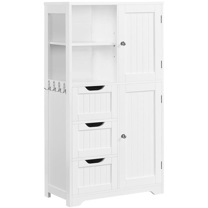 Wooden Floor Cabinet Freestanding Bathroom Storage Cabinet Unit Home Decor White